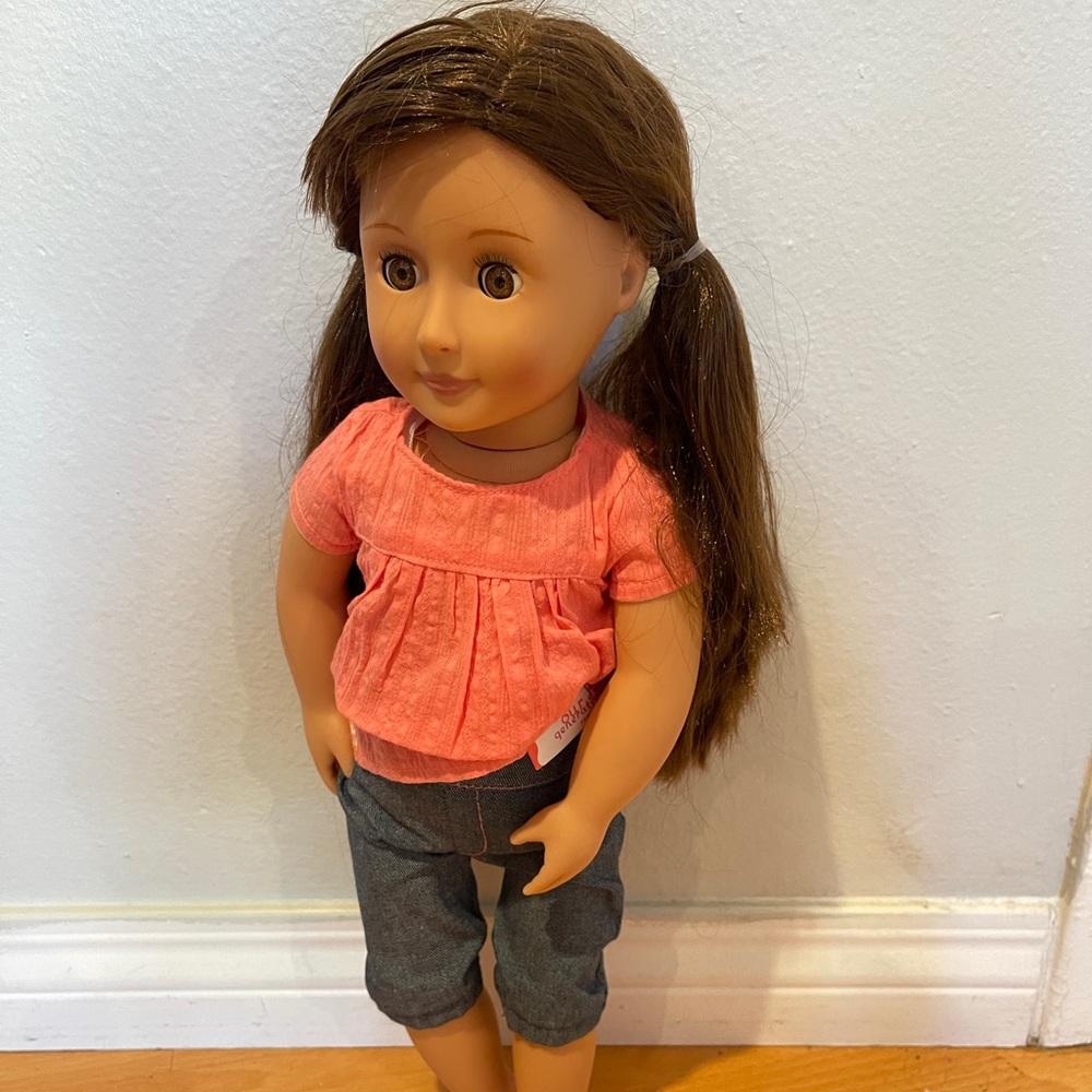 Our Generation Reese 18" Doll with Pink Shirt and capri jean
